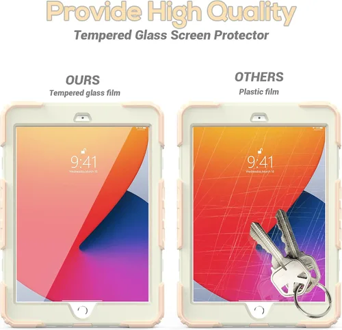 Vista 2 de BLOSOMEET Bonita funda para iPad de 9ª generación 2021 de 10.2 pulgadas con protector de pantalla de vidrio templado y soporte para bolígrafo, funda