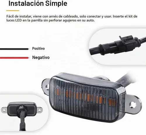 Vista 4 de 4 LED 12W Luces de Advertencia de Parrilla Delantera de Coche Ámbar, Luces de Marcha Diurna Ámbar DRL, Lámpara de Cubierta de Parachoques Delantero