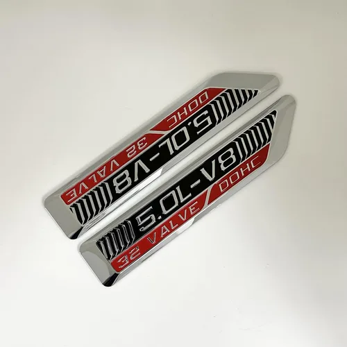 Vista 10 de 5.0L-V8 32 Válvulas DOHC Emblema Personalizado Premium S550 Plataforma Coyote Insignia Soler Performance (Negro - Negro) Compatible