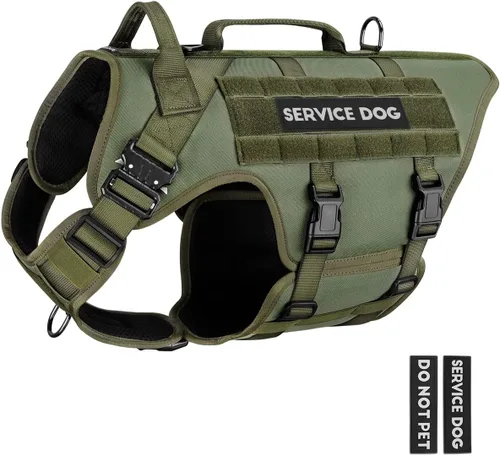 Vista 10 de Arnés táctico para perros - PETNANNY Chaleco para perro de servicio para perros grandes Cobertura corporal completa en arnés para perros de Rosa