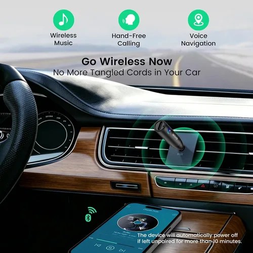 Vista 2 de Adaptador auxiliar Bluetooth 5.4 para automóvil, receptor