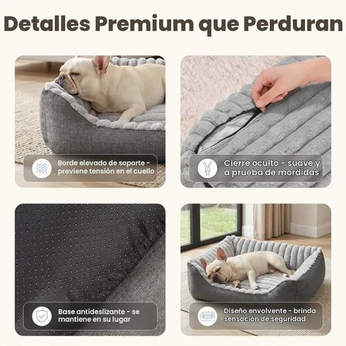 Vista 6 de Avont Dog Bed for Small Pets, Plush Foam, Washable, Low Entry, Grey