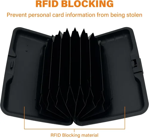 Vista 4 de Soporte para tarjetas de crédito, delgado mini bloqueo RFID, protector de tarjetas de crédito, funda de aluminio para tarjetas de visita, cartera