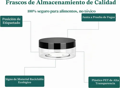 Vista 3 de Hajoyful Tarros de plástico de 2 onzas con tapas, 36 recipientes pequeños para limo cosmético, tarros redondos de viaje, recipientes vacíos