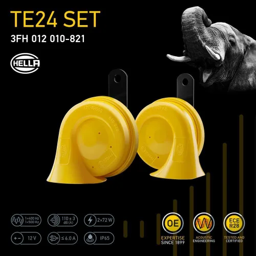 Vista 22 de HELLA 012010971 Kit de Bocina de Trompeta Negra de 12V (Ajuste Universal - Paquete Blíster)