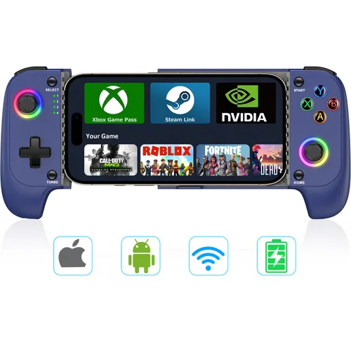 Vista 8 de 【Anti-Drift & Fast-Connect】Wireless Game Controller for iPhone/Android with Case Hall Joysticks Bluetooth Phone Controller, For Cloud Gaming