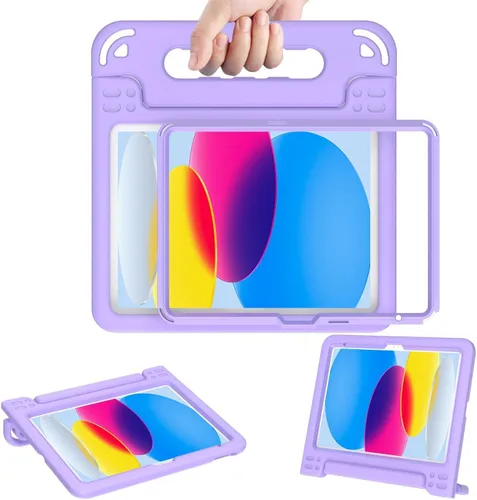 Vista 13 de AVAWO - Funda infantil para iPad de 10.9 pulgadas con protector de pantalla integrado, duradera, a prueba de golpes, ligera, con mango protector