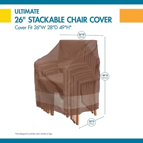 Vista 3 de Duck Covers Funda impermeable Ultimate para silla apilable de patio de 28 pulgadas, fundas para sillas de exterior