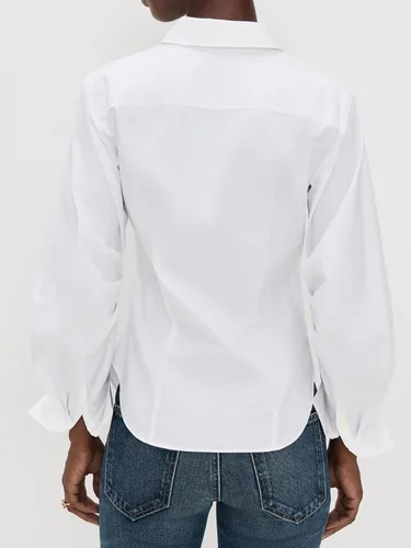 Vista 3 de SUNNOW Blusa de manga larga para mujer, con cintura ceñida, con solapa y abertura frontal, elegante para la oficina hasta el fin de semana