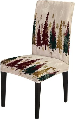 Vista 171 de CAPSCEOLL Christmas Dining Chair Covers,Snowflakes Festive Winter Pattern Stretch Chair Covers for Dining Room Set of 2 Washable Spandex Parson