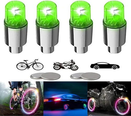 Vista 11 de 4 piezas de luces LED para rueda de bicicleta, tapones para válvulas de neumáticos de automóvil, tapas de vástagos de bicicleta, motocicleta