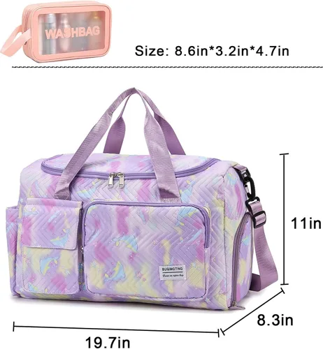 Vista 69 de Pequeña bolsa de gimnasio para mujer, bolsa de viaje con compartimento para zapatos