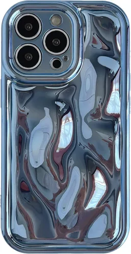 Vista 17 de Caseative Funda para iPhone 13 Pro Max, color negro Galjanoplastia de cromo suave de la burbuja del meteorito de la onda de la ondulación