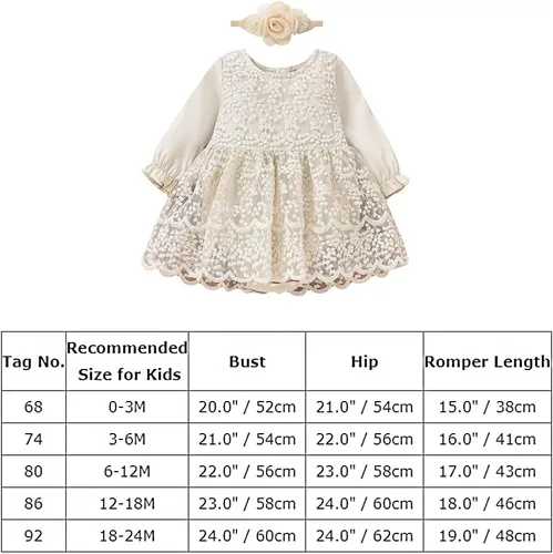 Vista 7 de Mameluco para bebé recién nacido, para otoño, invierno, color blanco, beige, bohemio, encaje, floral, ropa de manga larga
