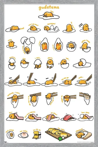 Vista 18 de Trends International - Póster de Gudetama con diseño de cuadrícula, para pared, 14.725 x 22.375 pulgadas, versión con marco de madera tipo granero