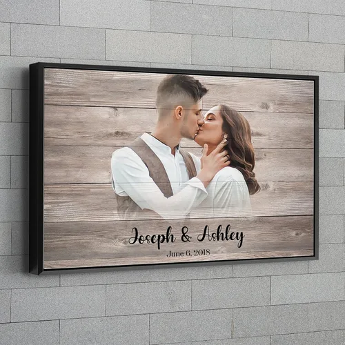 Vista 5 de Letrero de bienvenida de madera rústica Retrato personalizado de la foto Regalo de boda y decoración