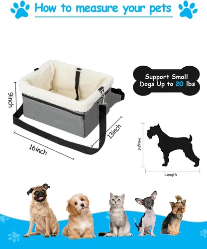 Vista 6 de Asiento elevador de coche para perros pequeños y gatos, elevado con marco de metal