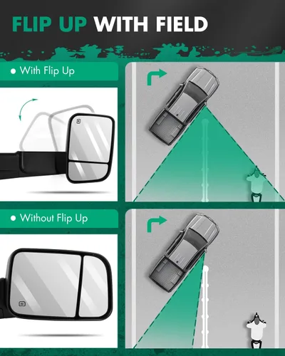 Vista 6 de SCITOO Espejos de remolque aptos para Dodge para Ram Accesorios exteriores Espejos compatibles 2009-2016 para Ram 1500 2500 3500 con sensor
