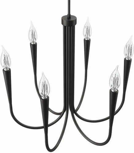 Vista 5 de Modway Penrose - Lámpara de araña de 6 luces, color negro, 25 x 25 x 72 pulgadas