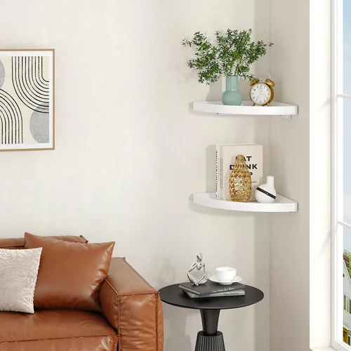 Vista 9 de YMYNY Set of Corner Floating Shelves for Wall Mount 12" White