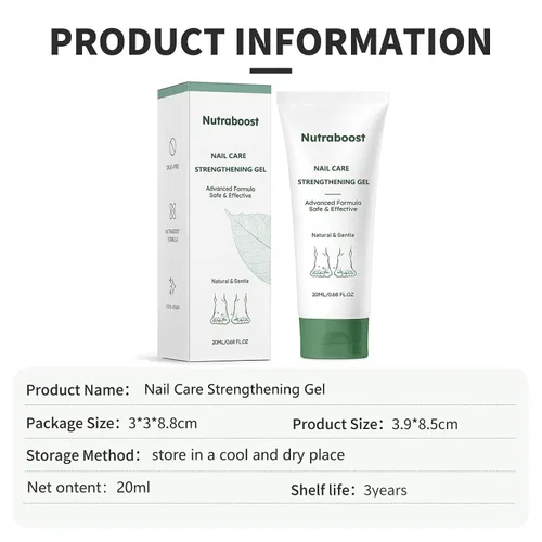 Vista 2 de Nutraboost Gel natural para el cuidado de uñas, suero fortalecedor para cutículas para uñas dañadas y quebradizas, 0.7 fl oz (1 unidad) (2 unidades)