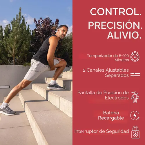 Vista 8 de Beurer EM59 Unidad TENS digital 3 en 1, EMS y terapia de calor para alivio del dolor y relajación, estimulador muscular con 2 canales ajustables, 64
