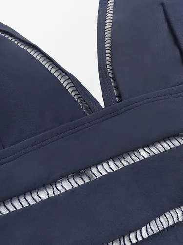 Vista 5 de CUPSHE Traje de baño de una pieza para mujer, cuello en V, tirantes anchos ajustables, escalera, espalda baja