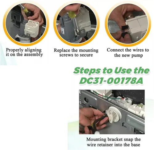 Vista 4 de DC31-00178A DC31-00187A Motor de bomba de drenaje de lavadora, compatible con Samsung, lavadora - reemplaza DC31-00178D B35-3A