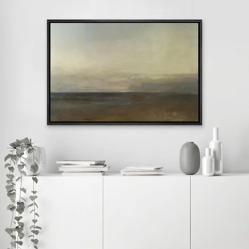 Vista 3 de SIGNLEADER Lienzo enmarcado para pared, paisaje pastel abstracto negro, naturaleza, ilustraciones de área silvestre, arte moderno, decorativo