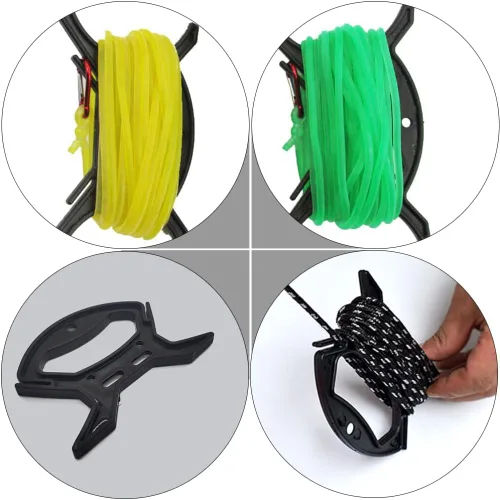 Vista 8 de Juego de 10 organizadores de cables, enrollador de cables de plástico compacto para cables de extensión, cables de carga, líneas de pesca y cuerdas