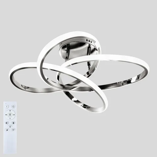 Vista 10 de Lámpara de techo moderna, lámpara de techo regulable LED de 36 W con control remoto, cambio de temperatura de color, pequeña lámpara de araña dorada