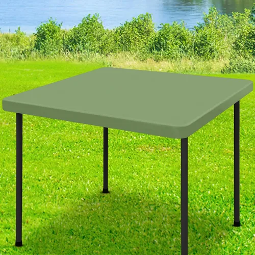 Vista 28 de Moosfor Mantel rectangular de elastano de 4 pies, manteles elásticos ajustables para pícnic, funda elástica y lavable para mesa de patio para Azul