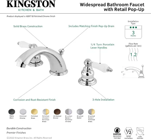 Vista 3 de Kingston KB978B - Grifo de baño generalizado, níquel cepillado