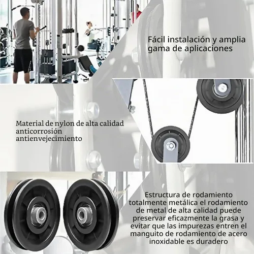Vista 5 de Rueda de polea de nylon de la polea del reemplazo del gimnasio casero de 3,5" para la pieza del equipo del Resistente al desgaste, capacidad