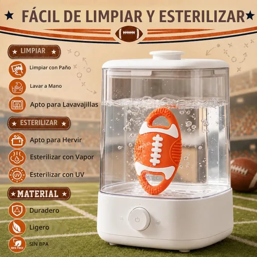 Vista 6 de Juguetes para la dentición del bebé, mordedor temático de fútbol de Juguetes sensoriales para masticar, mordedor para el alivio de la dentición