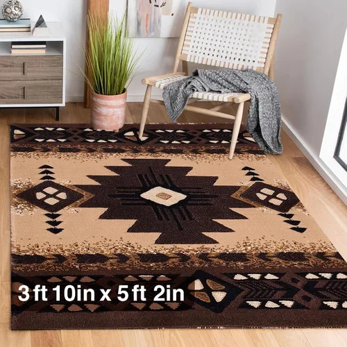 Vista 80 de YHSF South West - alfombra estilo nativo americano del suroeste C318 - fácil de limpiar, gruesa, suave, duradera, alfombra inspirada en tribus