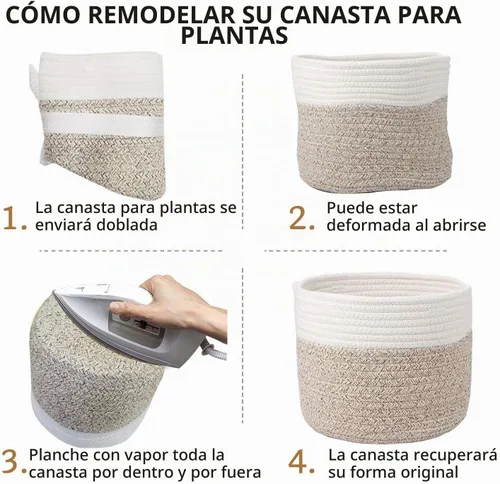 Vista 7 de Cesta de Planta de Cuerda de Algodón Cesta Tejida Moderna para Maceta de Flores de 6" Macetas de Interior de Piso, Organizador de Almacenamiento