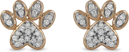 Vista 4 de DZON I-J, I2 - Pendientes de plata de ley con certificado IGI de 110 quilates, diseño de pata de perro de corte redondo