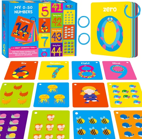 Vista 18 de 110 PCS Tarjetas de Aprendizaje Temprano, Tarjetas de Doble Cara - Alfabeto, Números, Alimentos, Animales, Formas, Colores, Objetos del Hogar con 4
