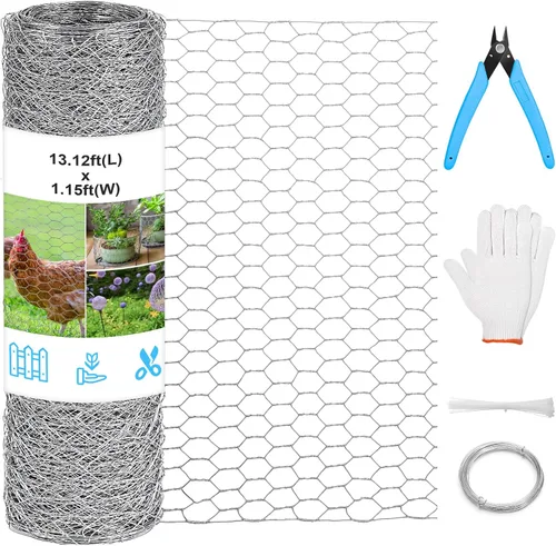 Vista 10 de Alambre de Gallinero para Arreglos Florales, 13.78 x 118 Pulgadas, Alambre de Gallinero Floral Galvanizado Ligero Hexagonal Verde para Jardín, Malla