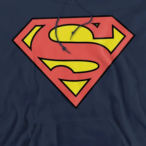 Vista 4 de Popfunk Sudadera clásica con capucha y calcomanías con logotipo clásico de Superman