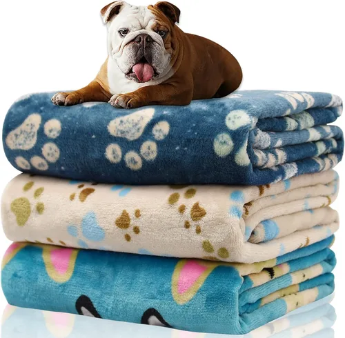 Vista 12 de Rezutan 1 paquete de 3 mantas para perros grandes, 41x31 pulgadas para mantas suaves y mullidas para mascotas y gatos de tamaño mediano, reversibles