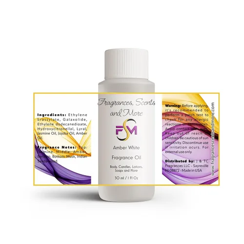 Vista 2 de Aceite de perfume/cuerpo blanco ámbar (7 tamaños) - (botella de plástico de 1 oz (1.0 fl oz))
