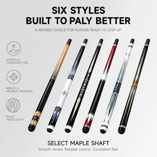 Vista 2 de Inlay Split Maple Pool Cue, Professional 9-Ball Billiard Cue Stick for Training & Competition(Green，19oz)