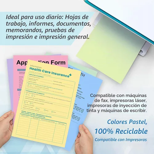 Vista 3 de BAZIC Products Papel en blanco para copia y multiusos - Papel de impresora de color pastel de 8.5" x 11" para máquinas de inyección de tinta, láser