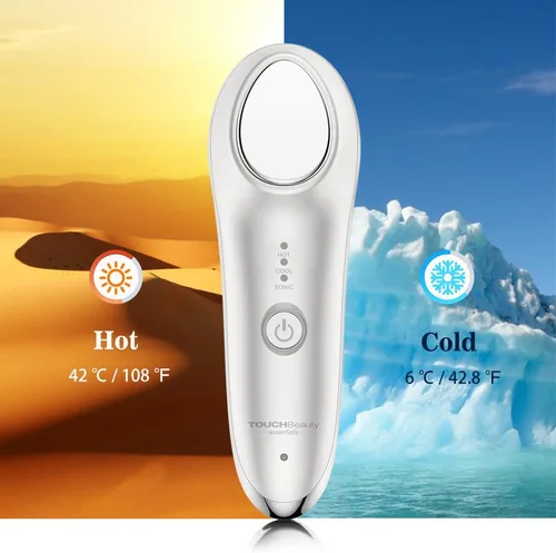Vista 7 de Masajeador facial sónico frío caliente, calentamiento a 107.6 °F y dispositivo de enfriamiento de la piel a 42.8 °F con vibración, herramienta