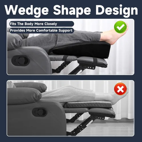 Vista 4 de Almohada reclinable de cuña, cojín de espuma extra grande para reposapiés con correas ajustables, extensor de reposapiés reclinable, almohada