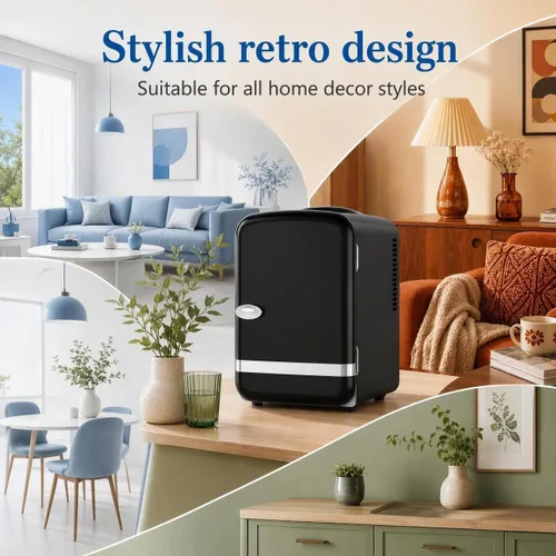 Vista 8 de Kismile 4L Mini refrigerador 6 latas de bebidas refrigerador para la Negro