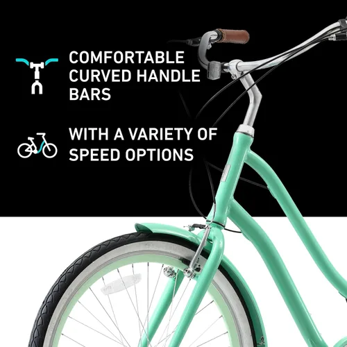 Vista 3 de sixthreezero EVRYjourney Bicicleta Cruiser de Playa para Mujeres, Bicicleta Híbrida de Turismo con Cuadro de Paso Bajo