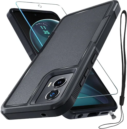 Vista 16 de Funda compatible con Moto G 5G 2024, cuerpo completo, resistente, resistente, a prueba de golpes, con correa de cordón, protector de pantalla